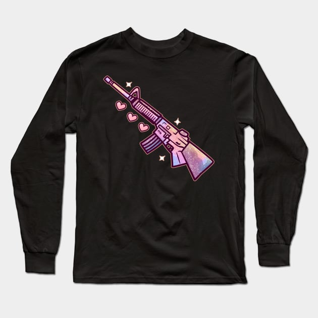 Cute Pastel Goth Machine Gun - Soft Grunge Gift Long Sleeve T-Shirt by biNutz